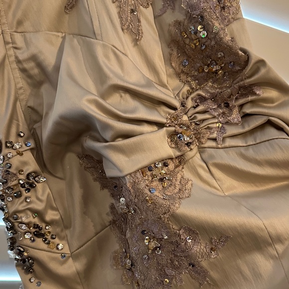 VINTAGE Mandalay (2007) Beaded and Lace Midi Dress in Tan - Picture 11 of 13